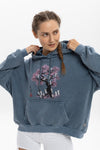 Stone Washed Ghost Tree Printed Relaxed Hoodie