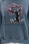 Stone Washed Ghost Tree Printed Relaxed Hoodie