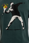 The Flower Thrower by Banksy Printed Cotton Men'sT-Shirt