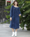 Acid washed cotton long Relaxed Detailed Dress