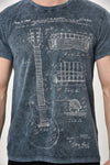 Stone Washed Guitar Patent Printed Cotton T-Shirt