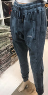 Anthracite Stone Washed Cotton Women Jogger Pant