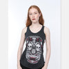 Black Anthracite Stone Washed Skull Printed Cotton Women Vest Tank Top S-PONDER