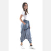 Blue Stone Washed Tasseled Harem Bohemian Cotton Women Trousers Pants Shalwar S-Ponder