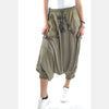 Green Stone Washed Harem Bohemian Cotton Women Trousers - 