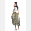 Green Stone Washed Harem Bohemian Cotton Women Trousers - 